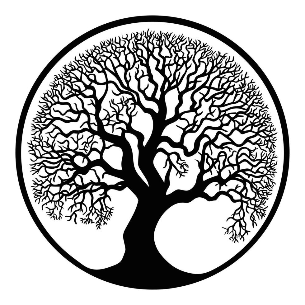 Majestic Tree Laser Cut Silhouette Illustration Design vector
