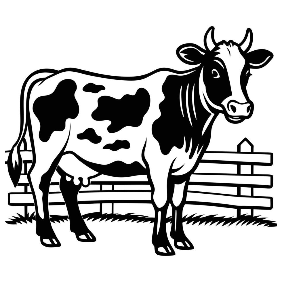 Holstein Friesian Illustration Design with Pastoral Elegance vector