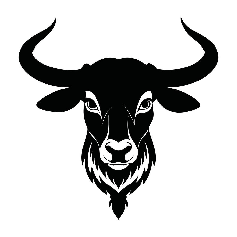 Intricate Longhorn Cow Head Line Art vector