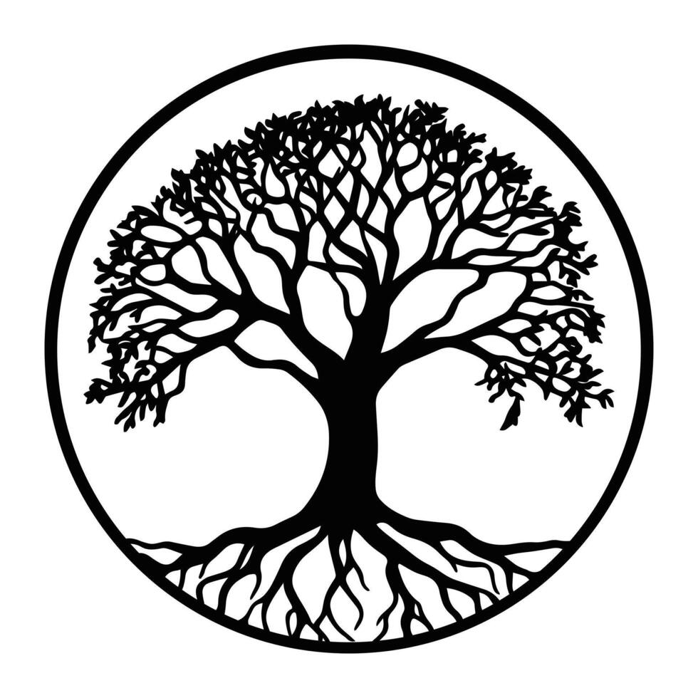 Decorative Tree Silhouette Perfect for Laser Cutting vector