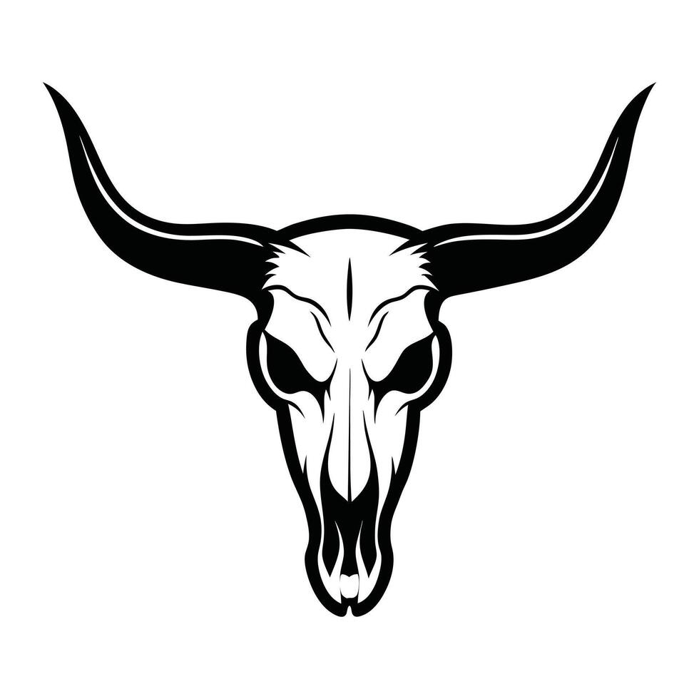 Simple Longhorn Cow Skull Artistic Design vector