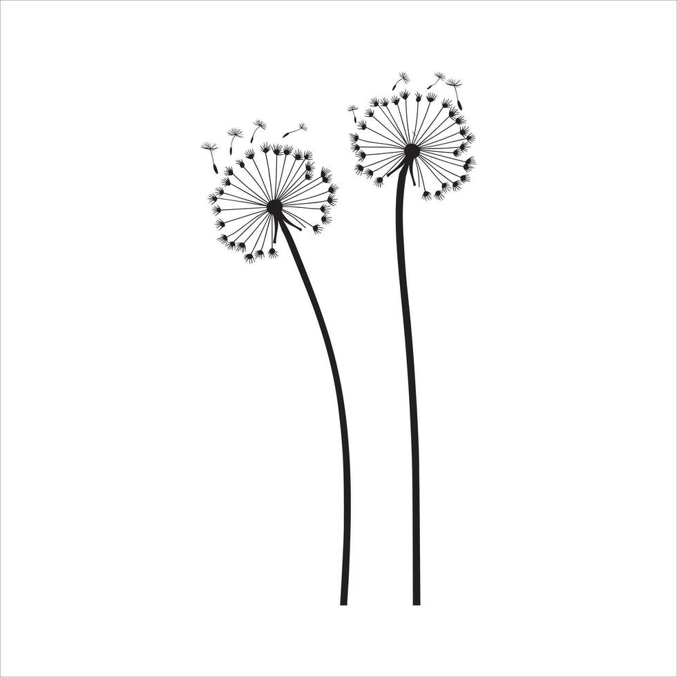 Elegant Dandelion Silhouette Art Design vector