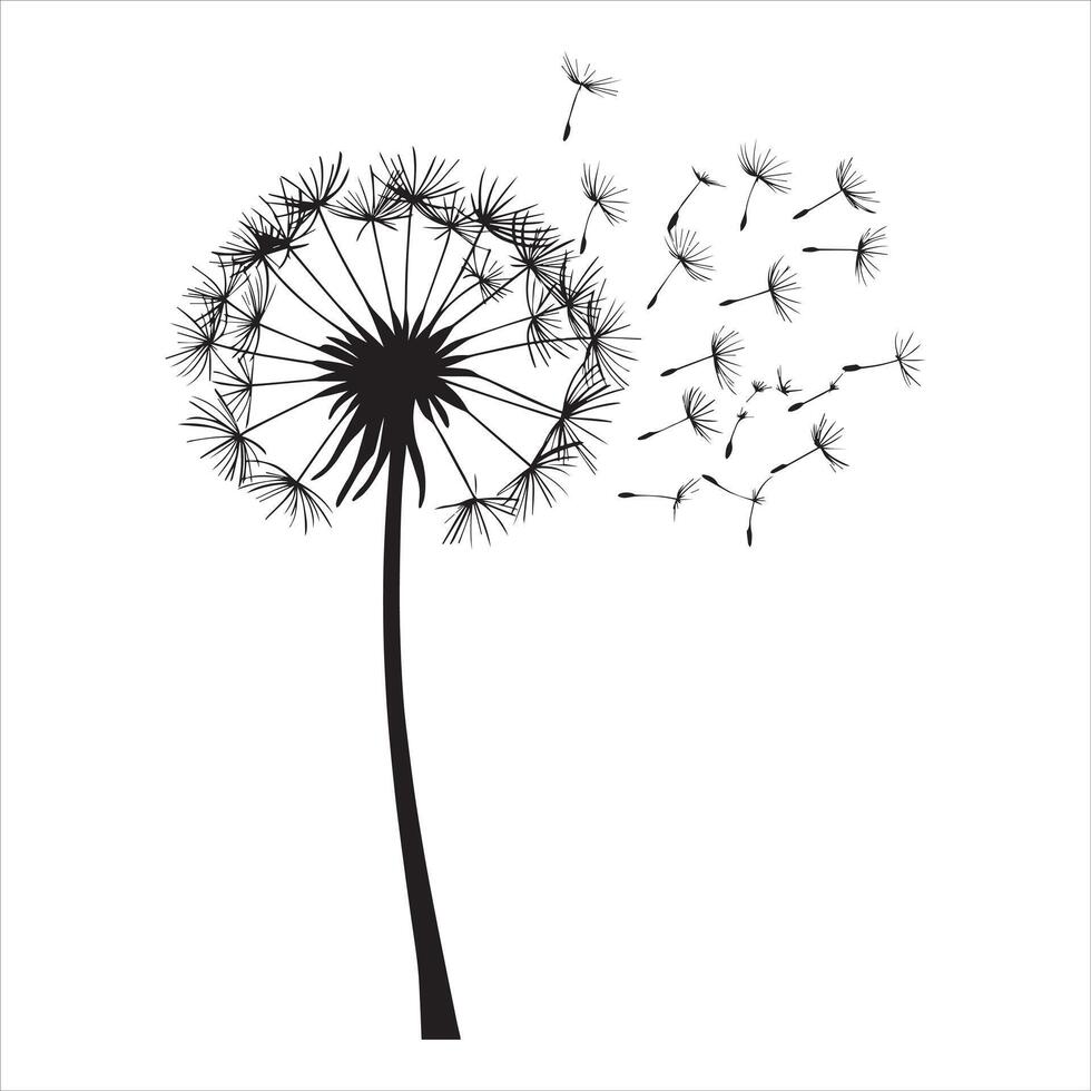 Vibrant Dandelion Silhouette Graphic Design vector