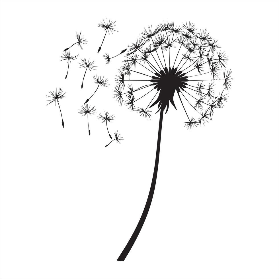 Stunning Dandelion Silhouette Artwork Design vector