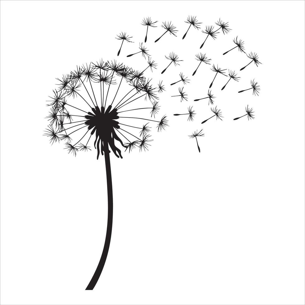 Whimsical Dandelion Silhouette Drawing Design vector