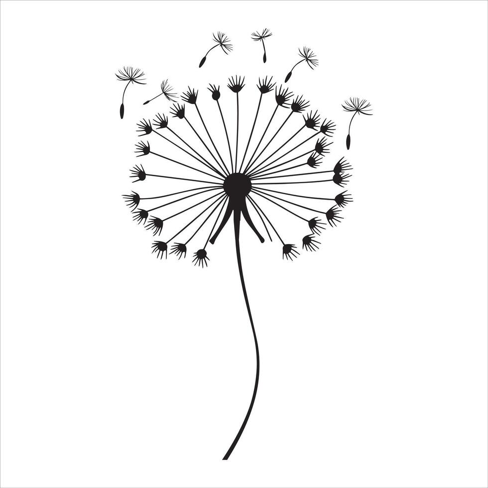 Modern Dandelion Silhouette Art Design vector