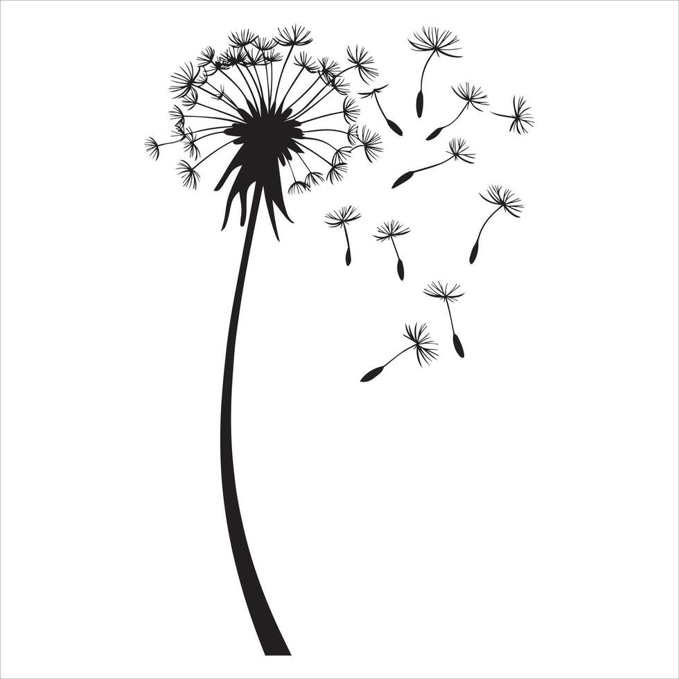 Bold Dandelion Silhouette Graphic Design vector