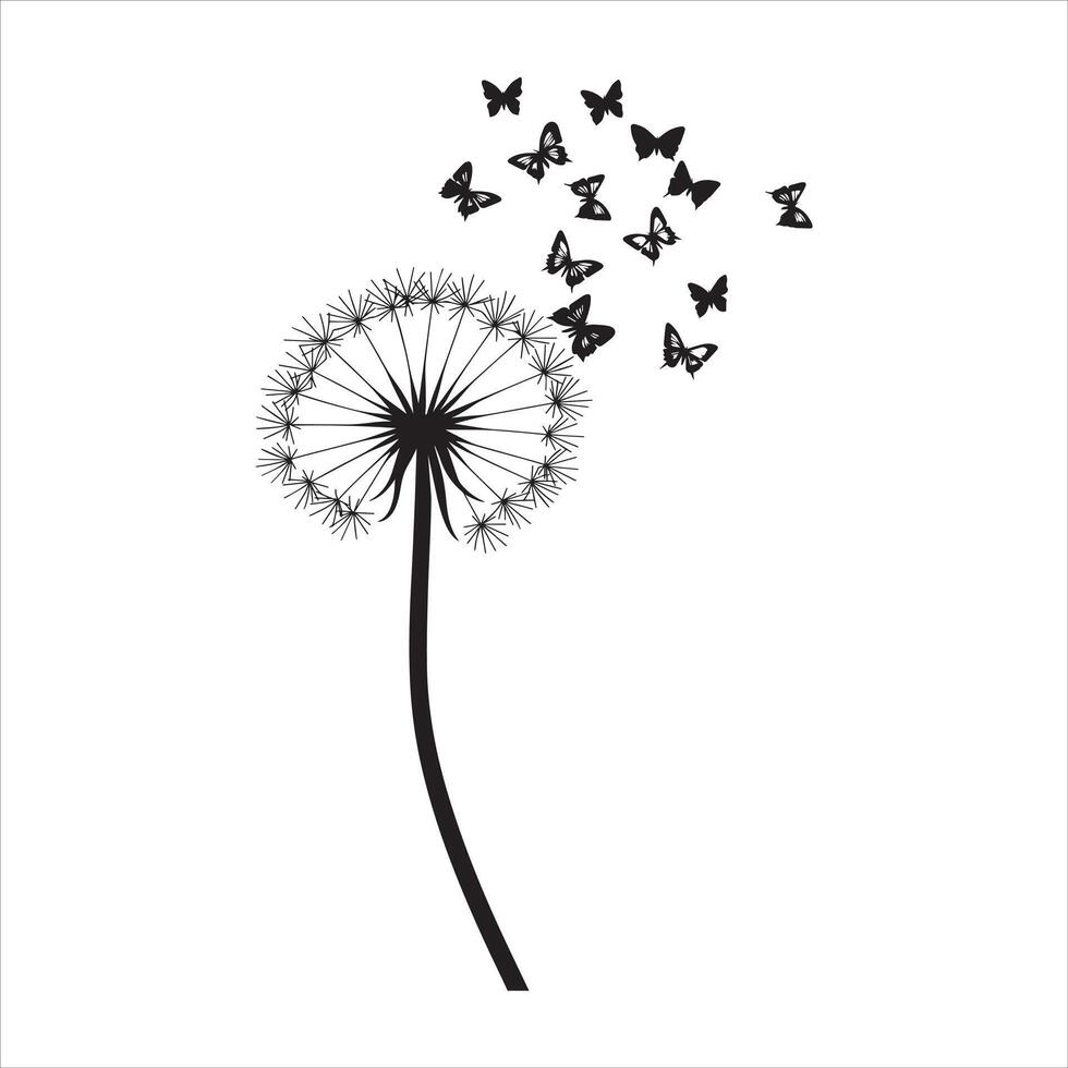 Stylish Dandelion Silhouette Drawing Design vector