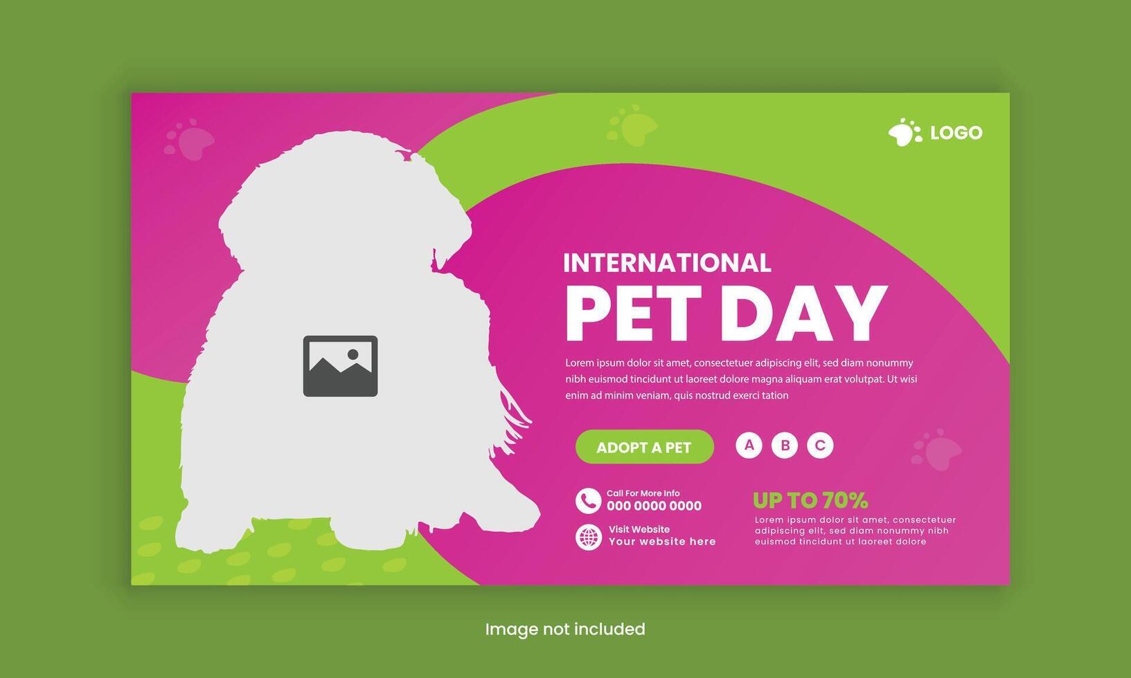 Flat horizontal sale banner template for the International Pet Day celebration vector