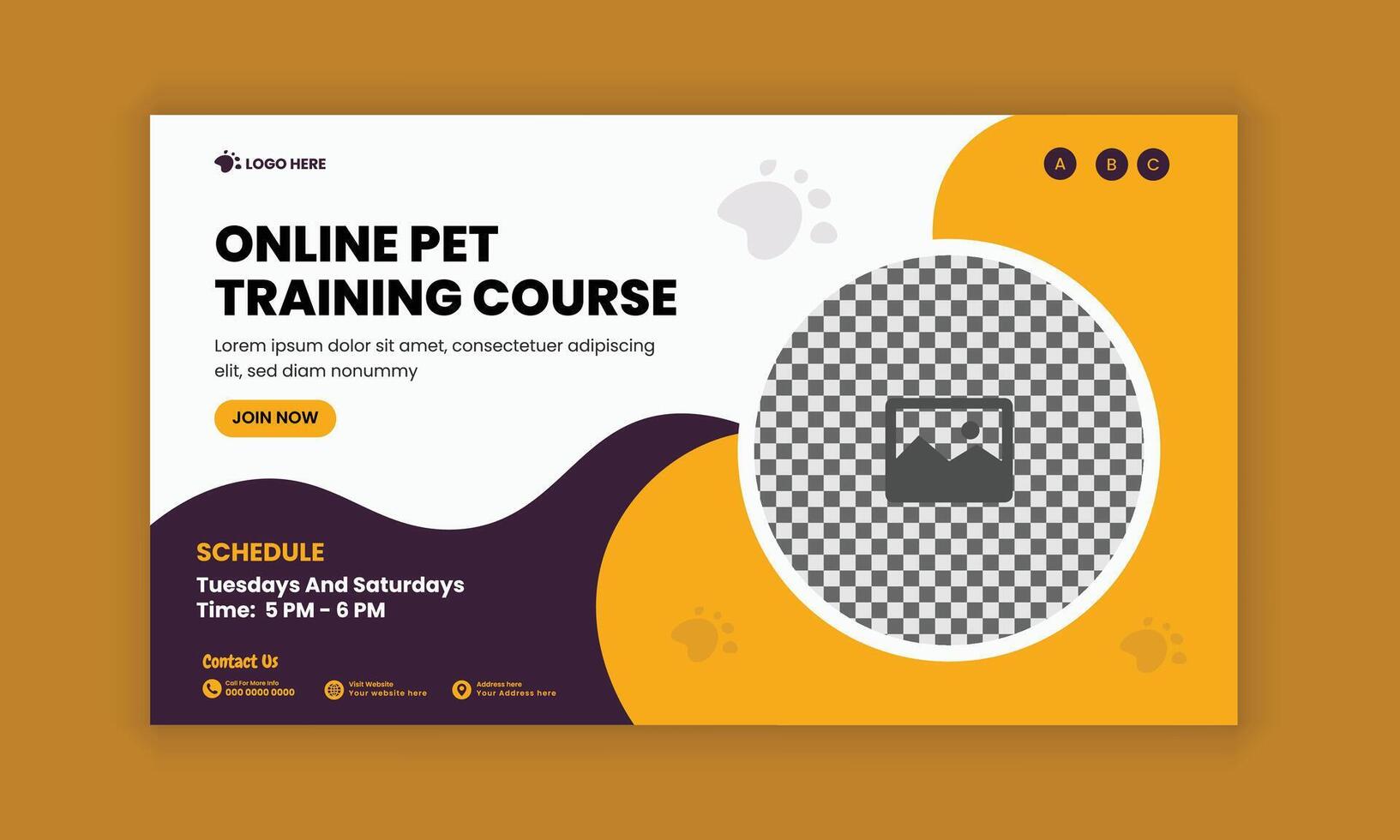Online Pet care and grooming course horizontal banner design and pet food and accessories sale flat banner design template vector