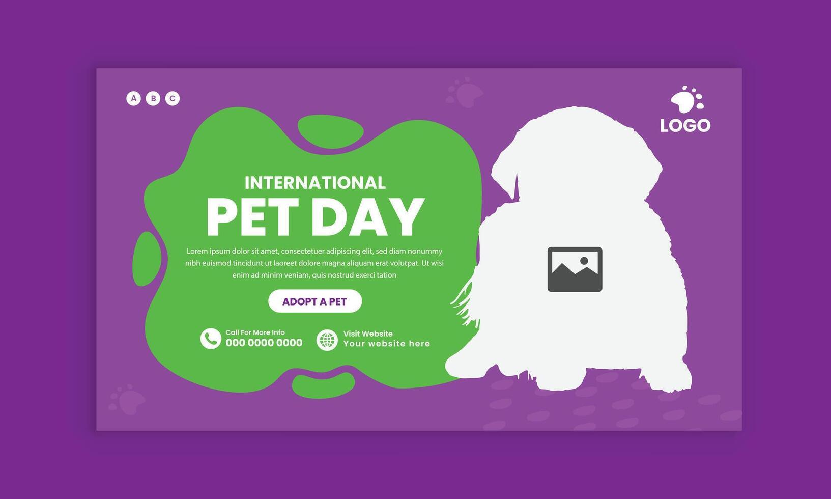 Flat National Pet Day horizontal sale banner template vector