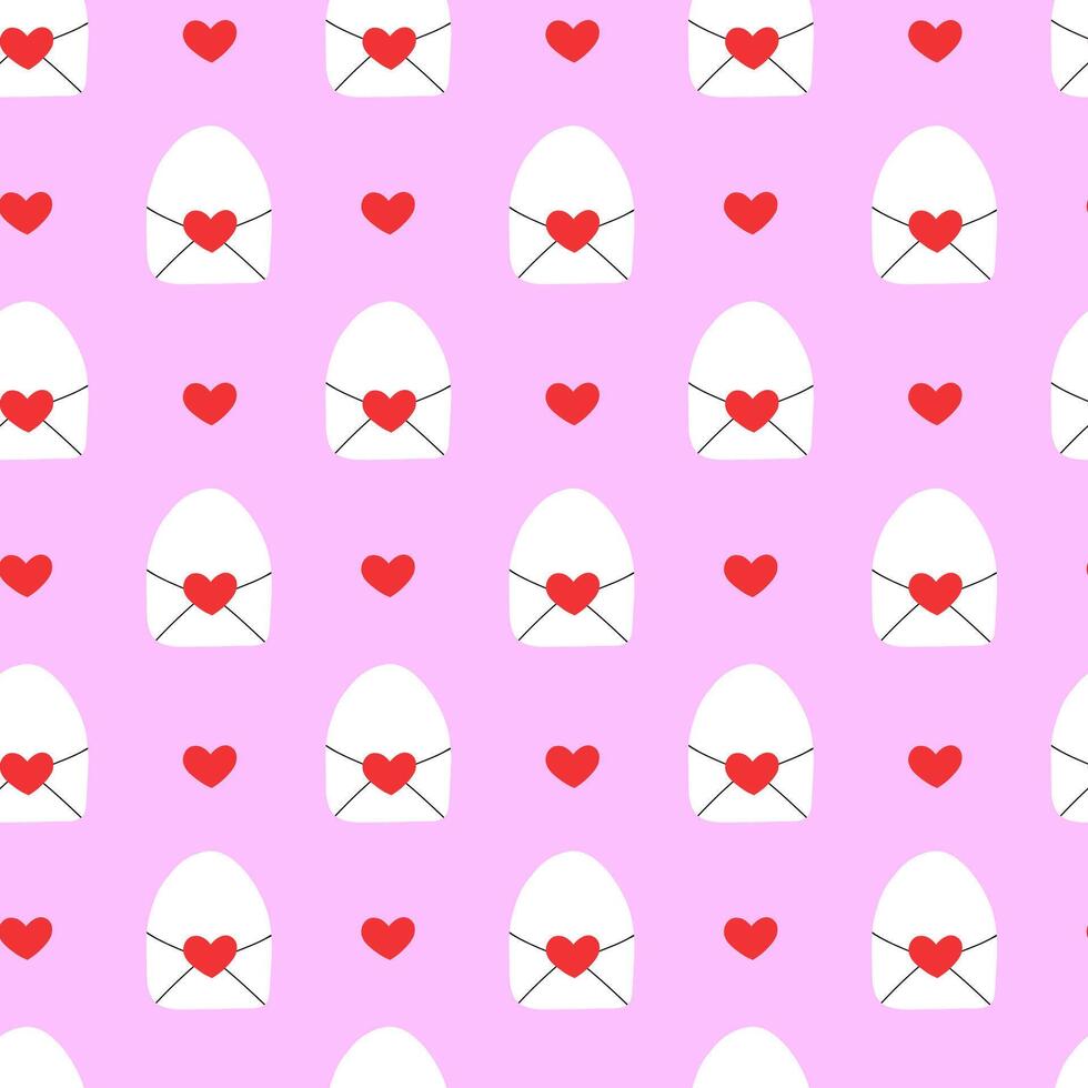 Seamless Pattern with Envelope with heart. Valentine Day. flat illustration vector