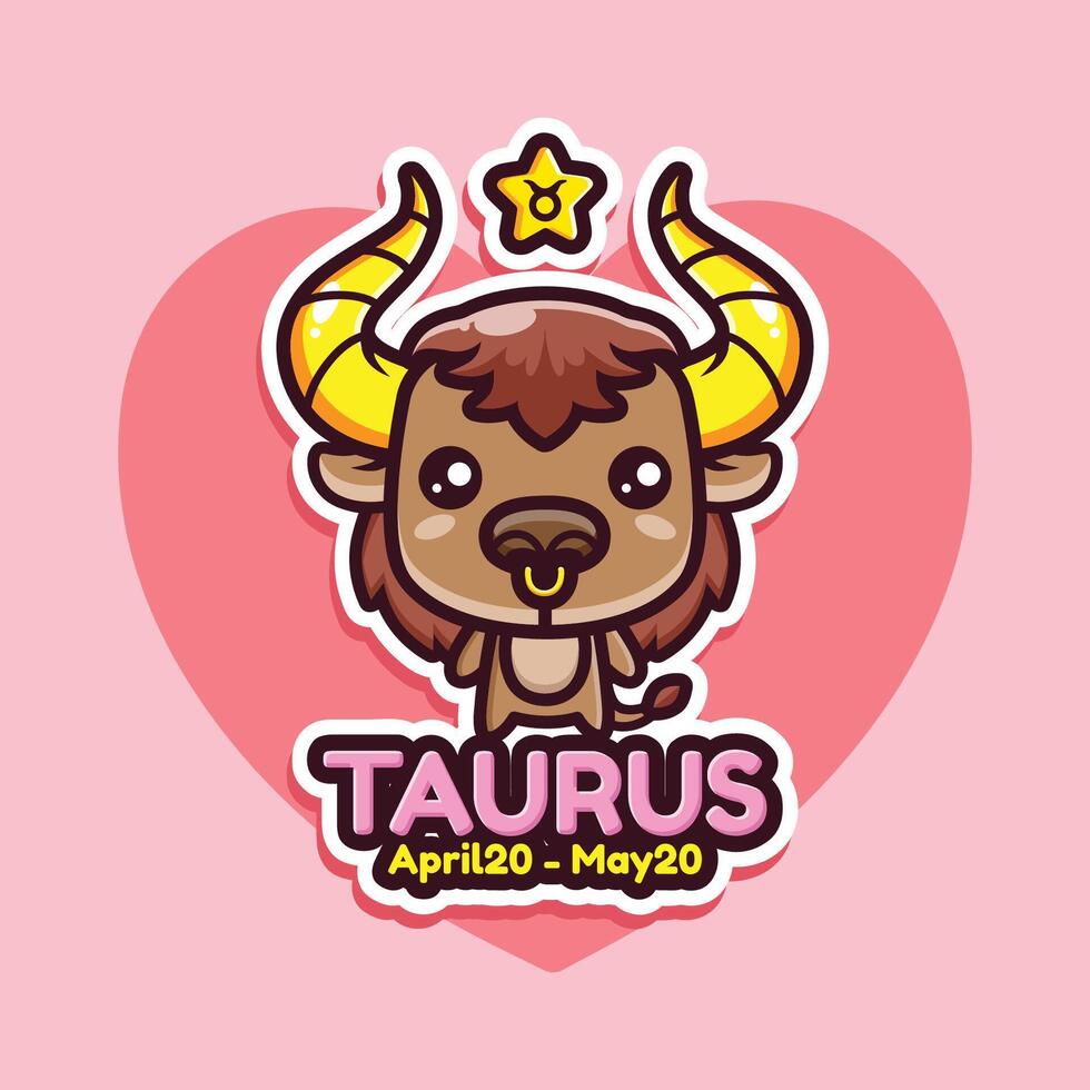 cute taurus zodiac with heart background vector
