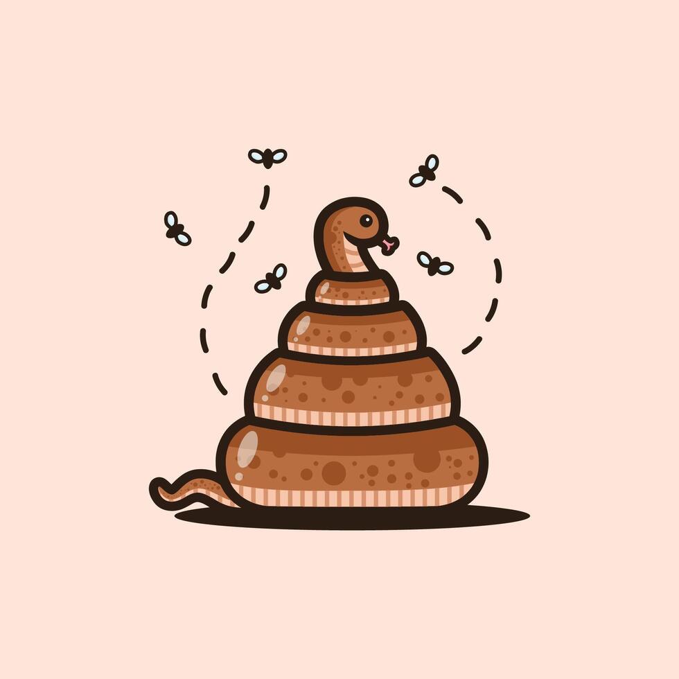 cute coiled snake shaped poop vector