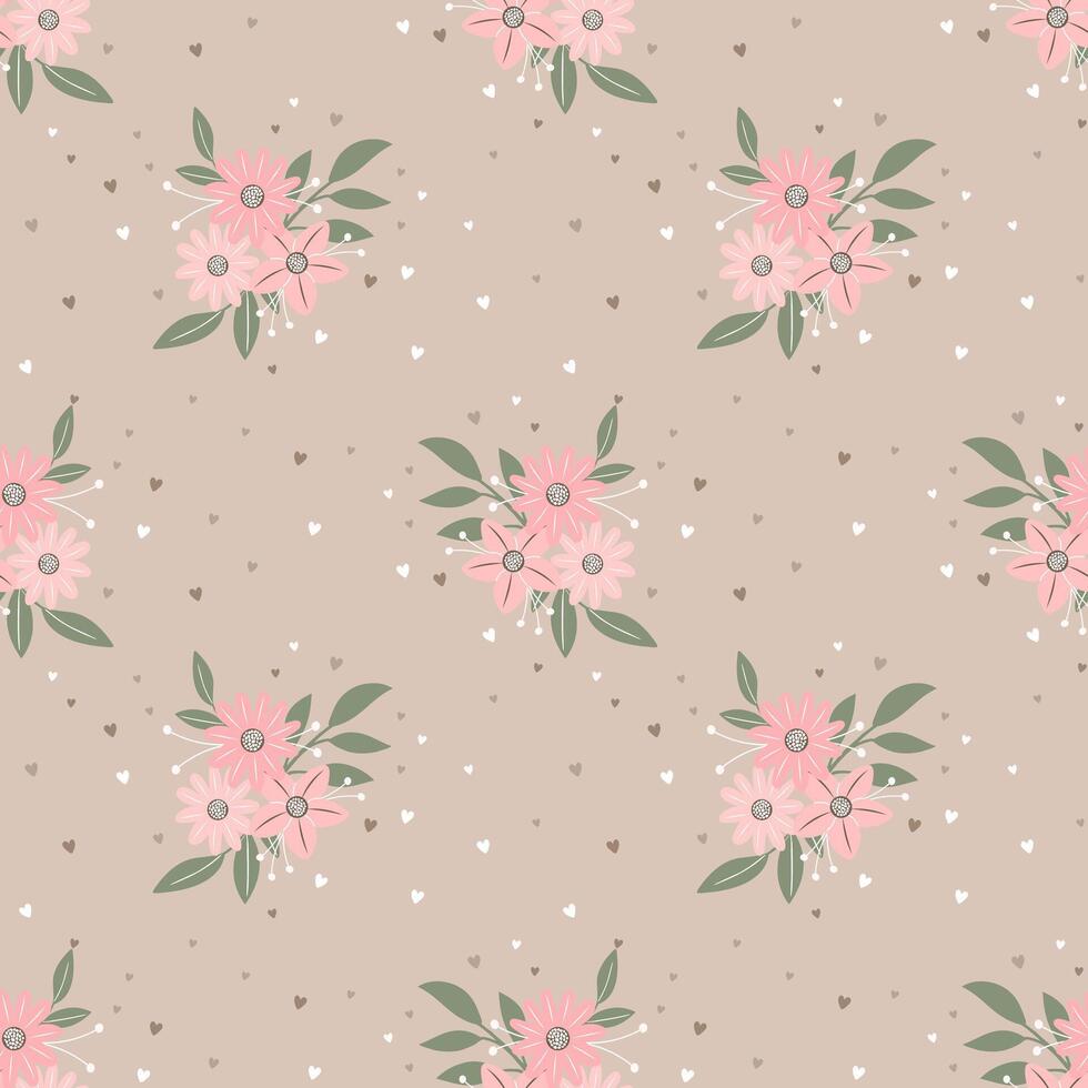 Floral seamless pattern with pink flowers on beige background. Elegant background for lingerie and packaging vector