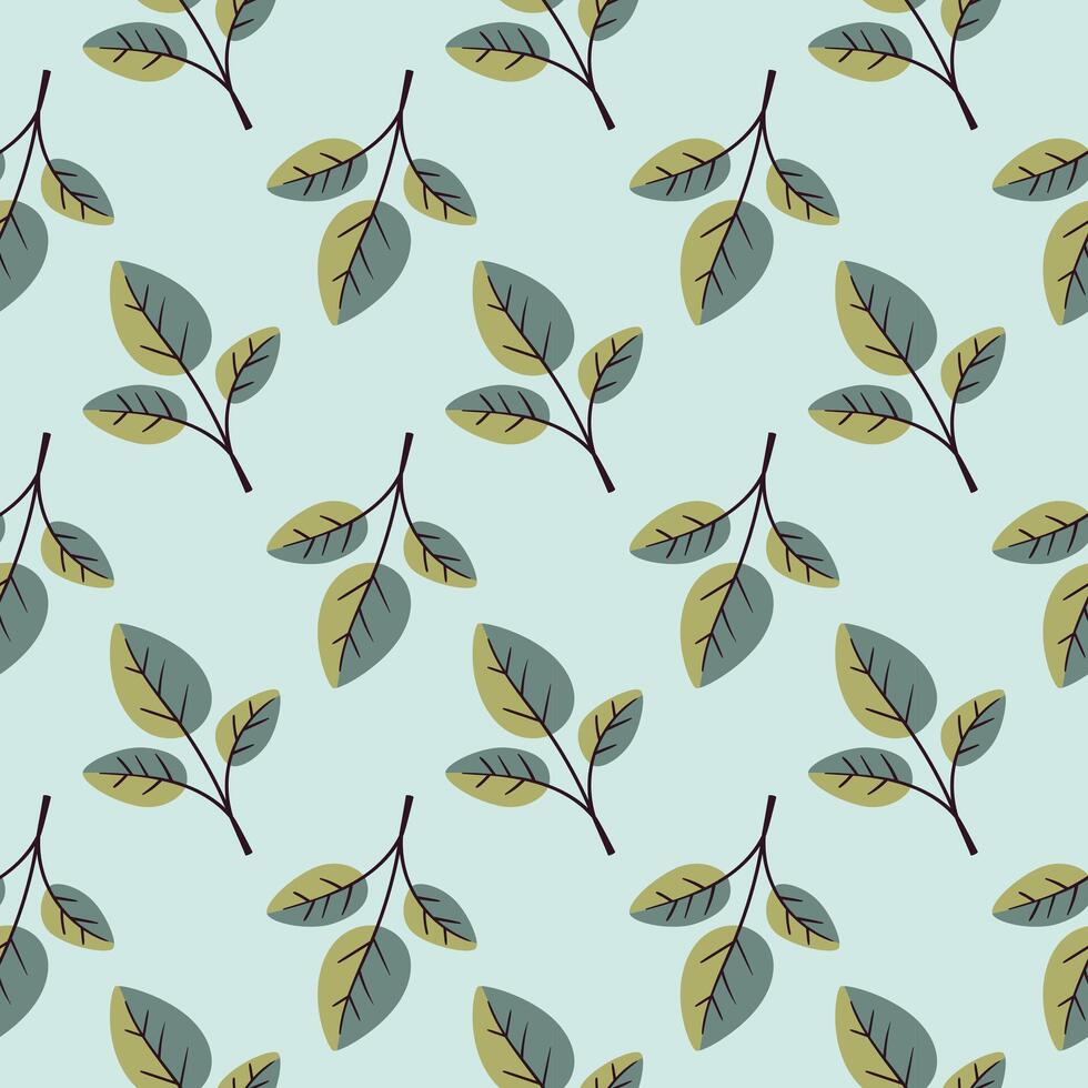 Hand drawn floral pattern . Simple ornament with plant and leaf. vector