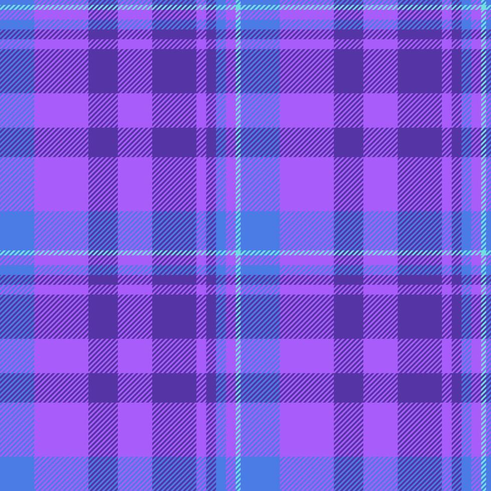 Filigree textile fabric plaid, rural tartan check texture. Workshop pattern background seamless in violet and indigo colors. vector