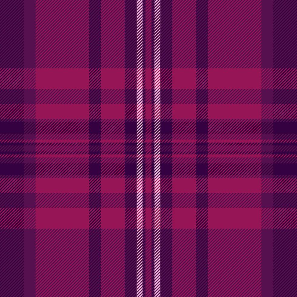 Fibrous check fabric, aged pattern tartan background. Dress texture textile plaid seamless in magenta and pink colors. vector