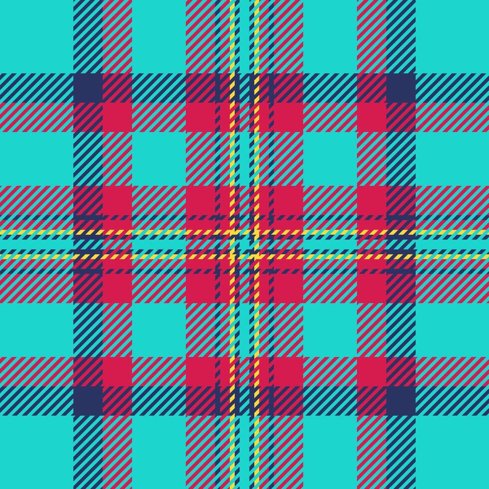 Nice background textile seamless, small fabric plaid check. Yuletide texture tartan pattern in teal and red colors. vector