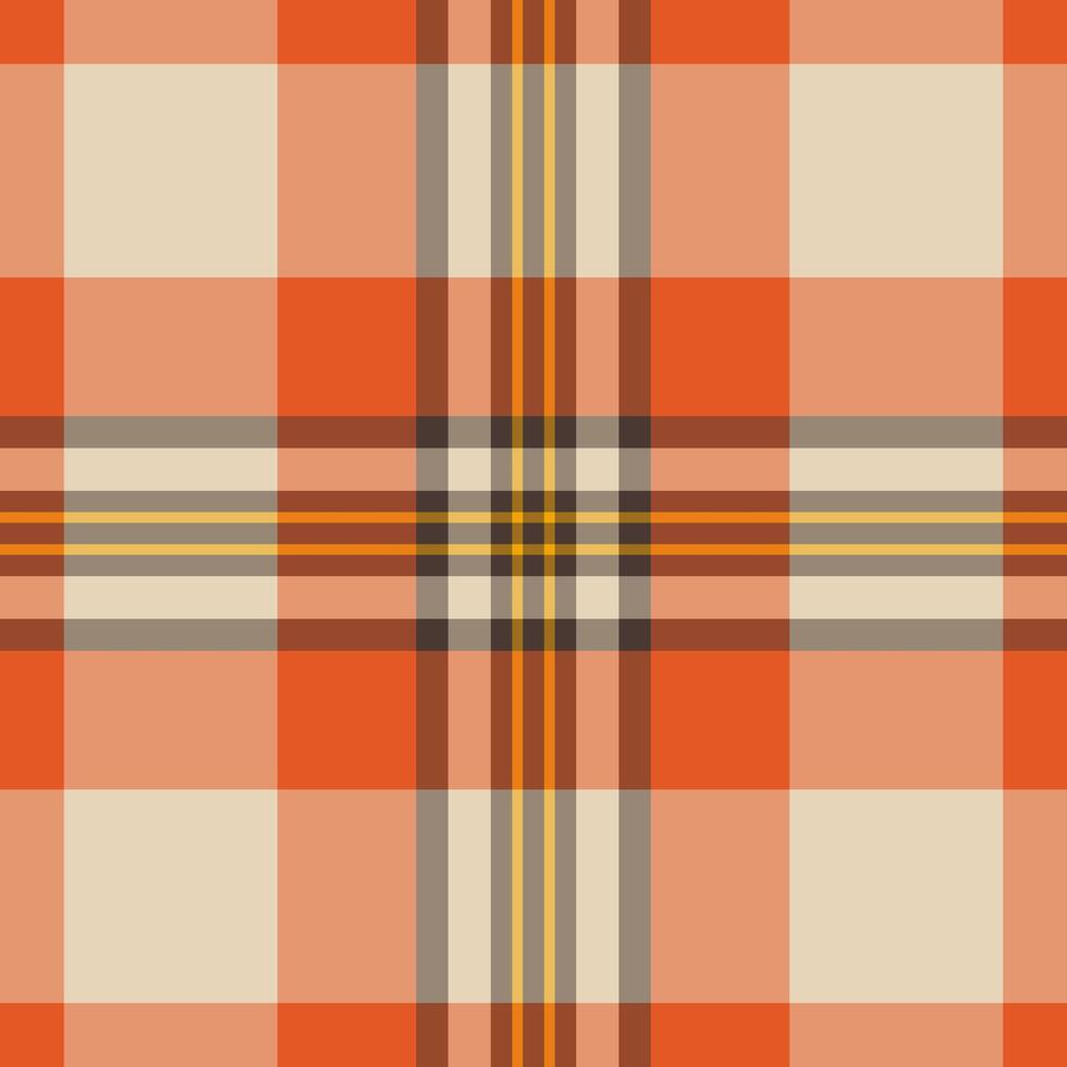 Machinery fabric textile check, shop tartan seamless plaid. Folklore background pattern texture in orange and pastel colors. vector
