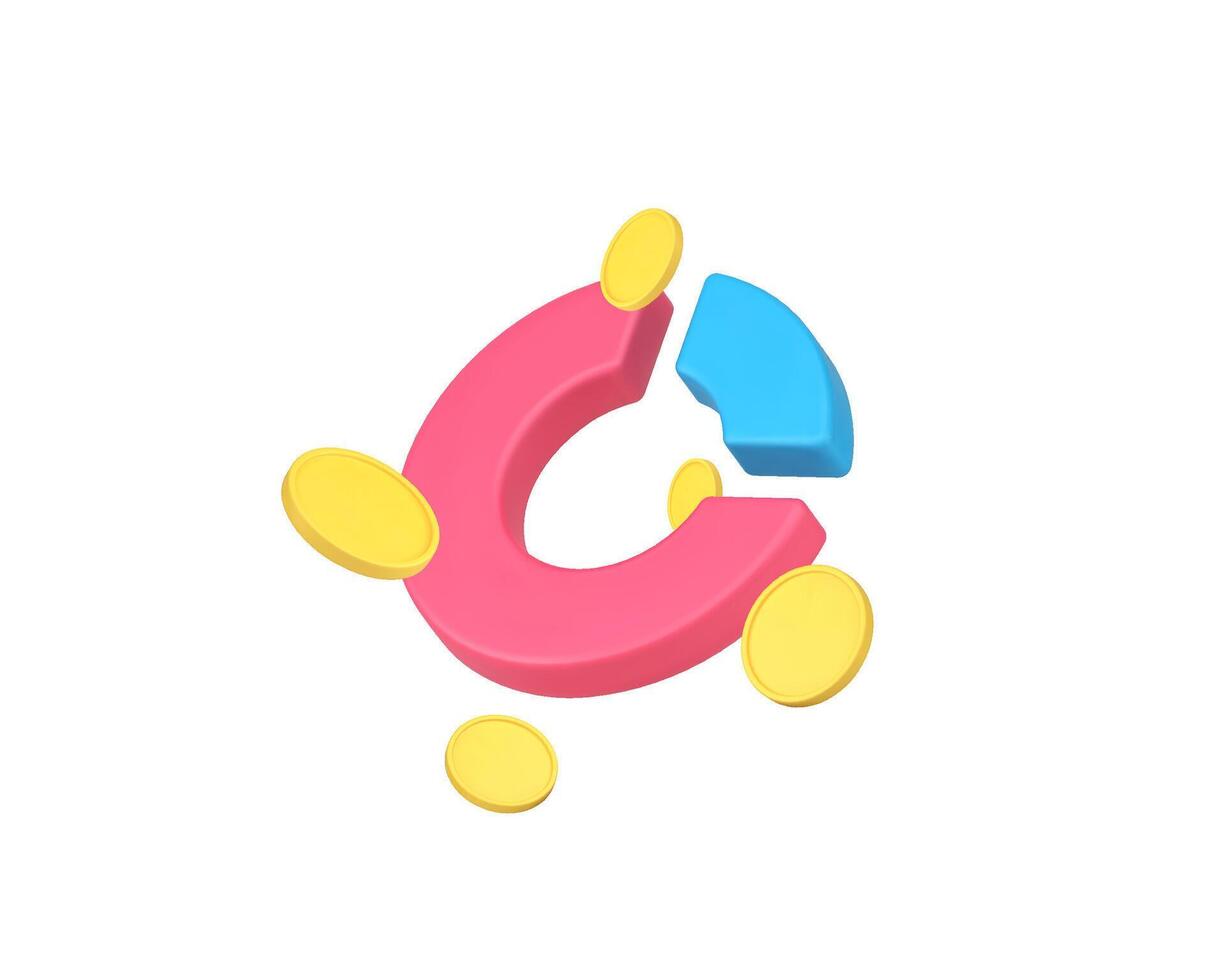 Financial analyzing money and earnings planning 3d icon illustration vector