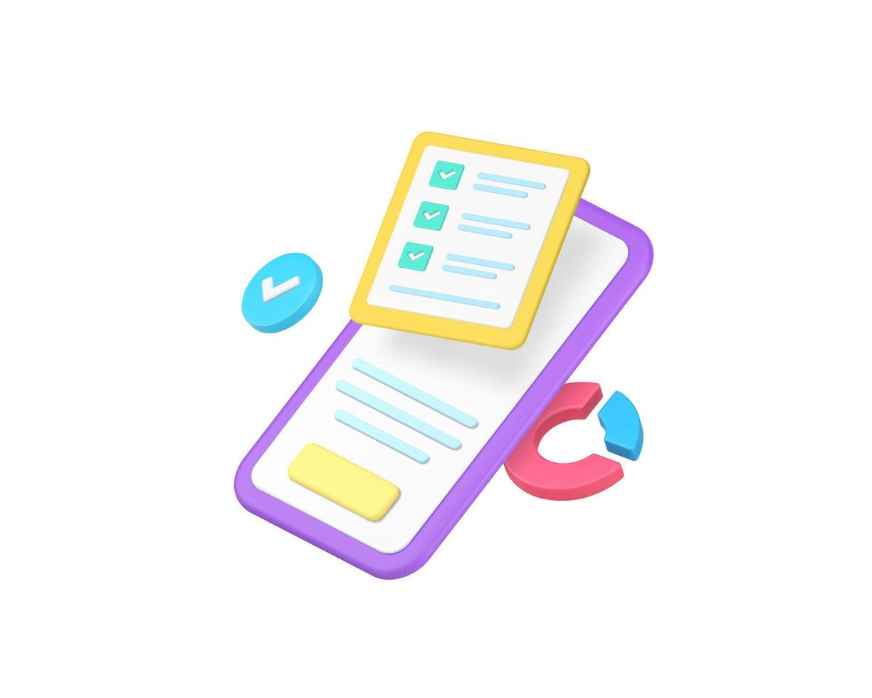 Productivity and efficiency work analyzing app 3d icon illustration vector