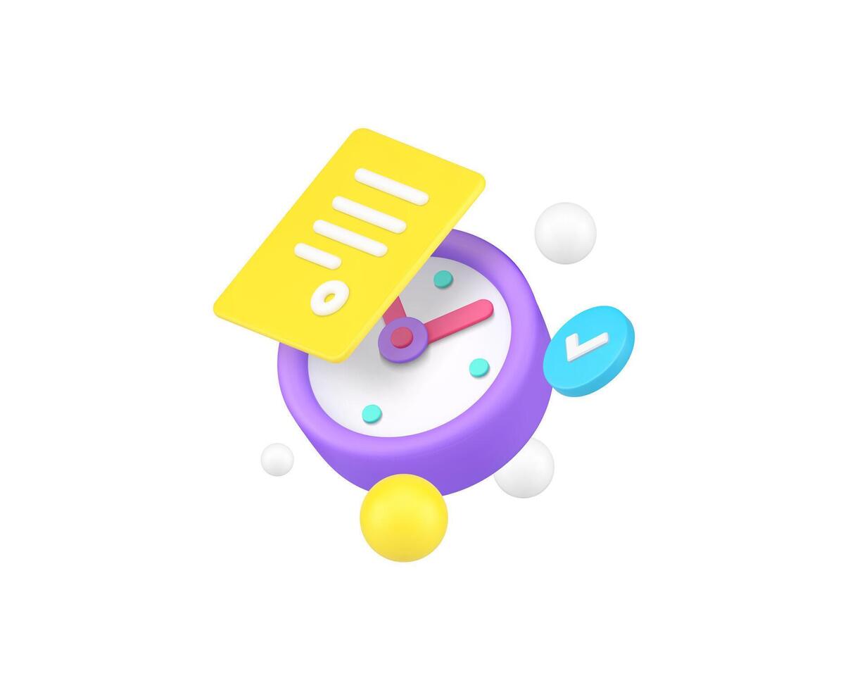 Deadline to do list reminder time management productivity 3d icon realistic illustration vector