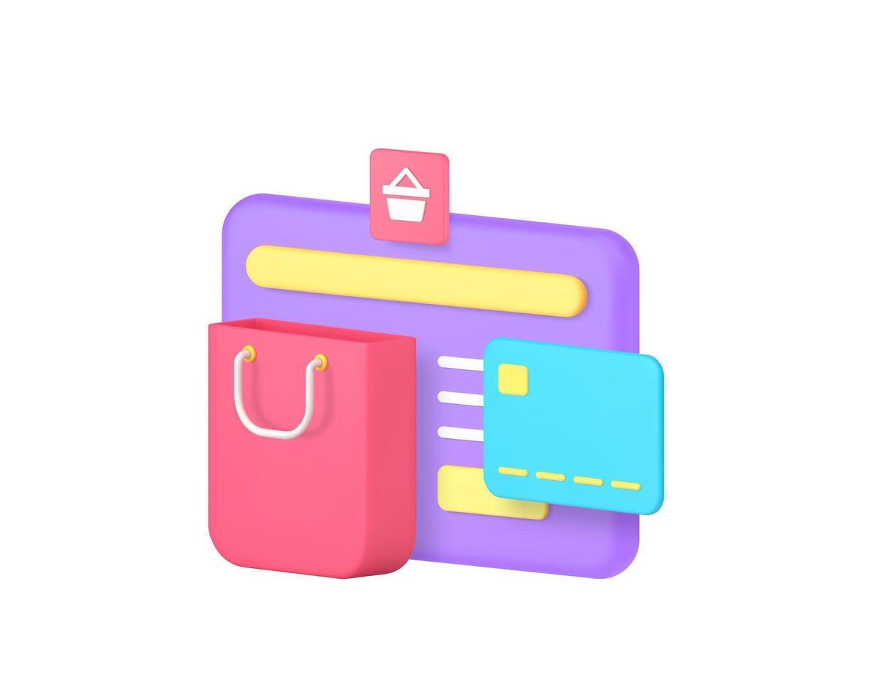 Online shopping internet store purchase 3d icon illustration vector