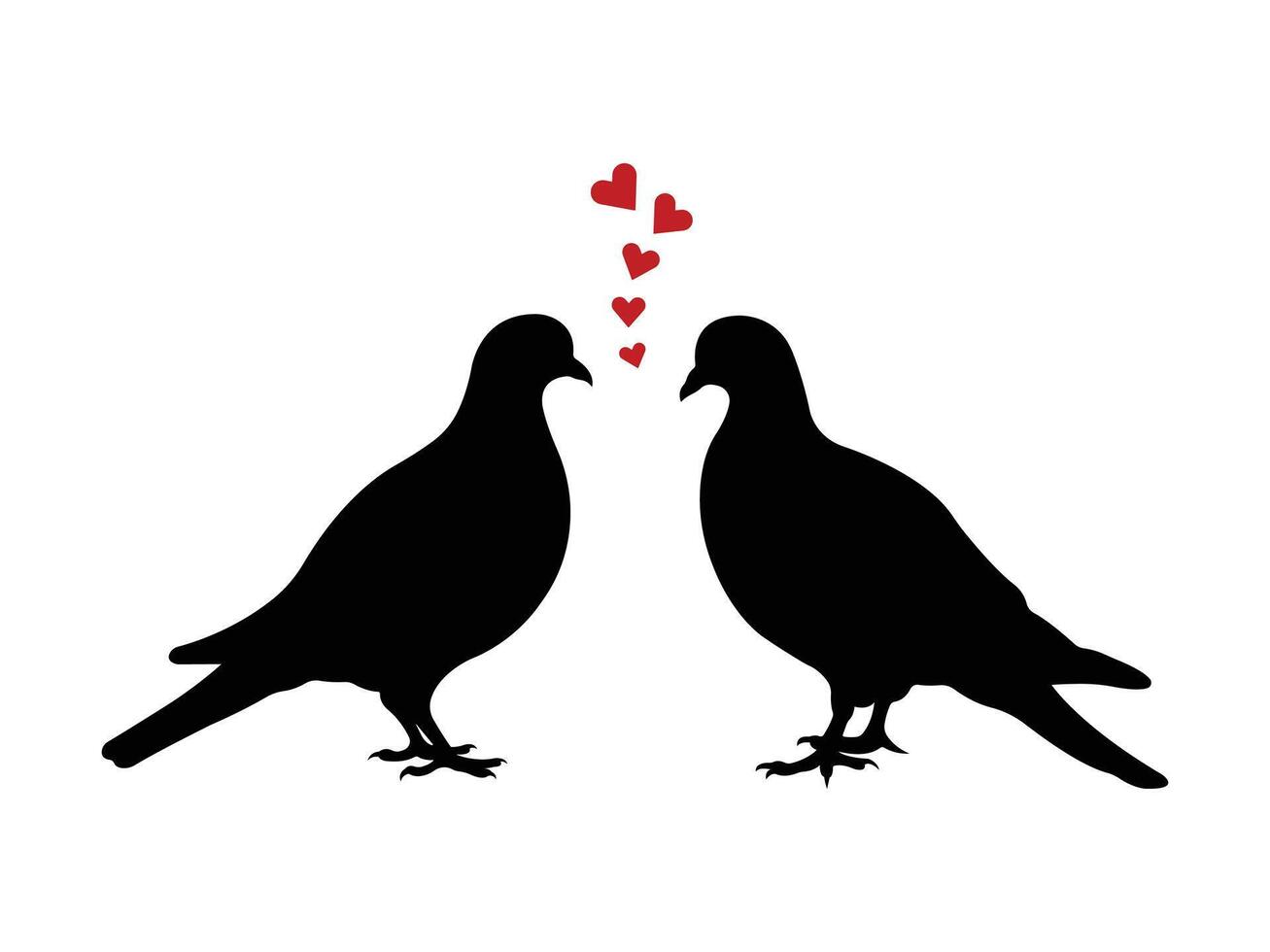 Two Doves in Love, Silhouette Design vector