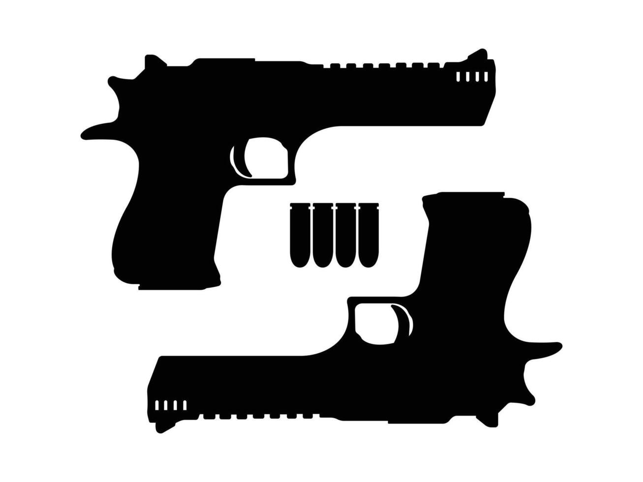 Silhouette of Two Pistols with Ammunition vector