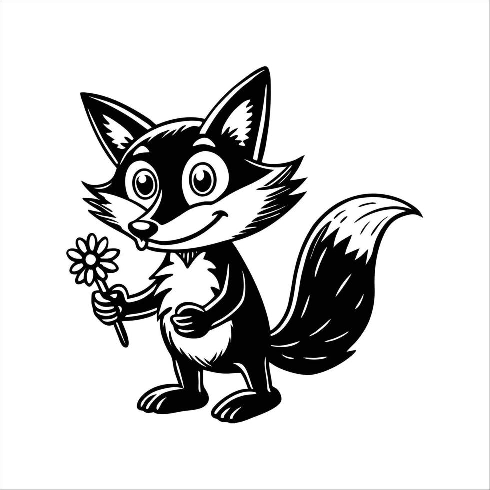 Fox in dark nature scene vector
