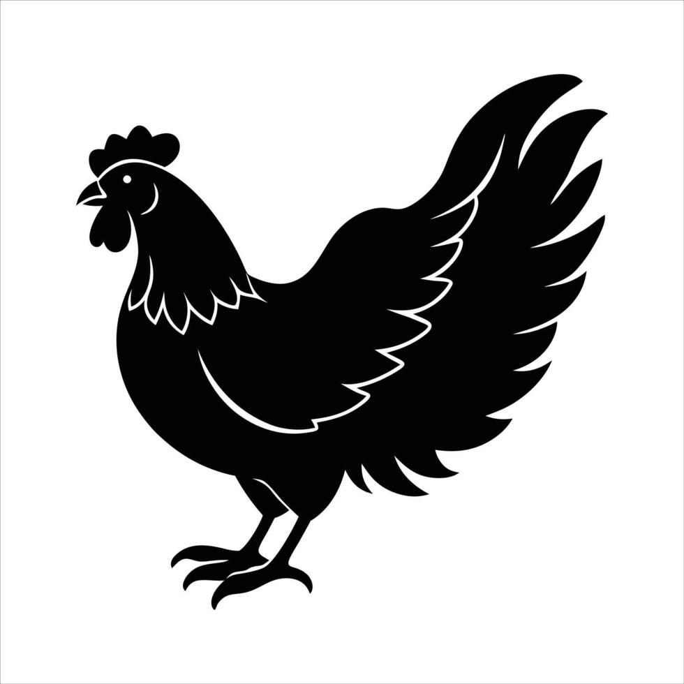 Chicken with Wings Spread vector