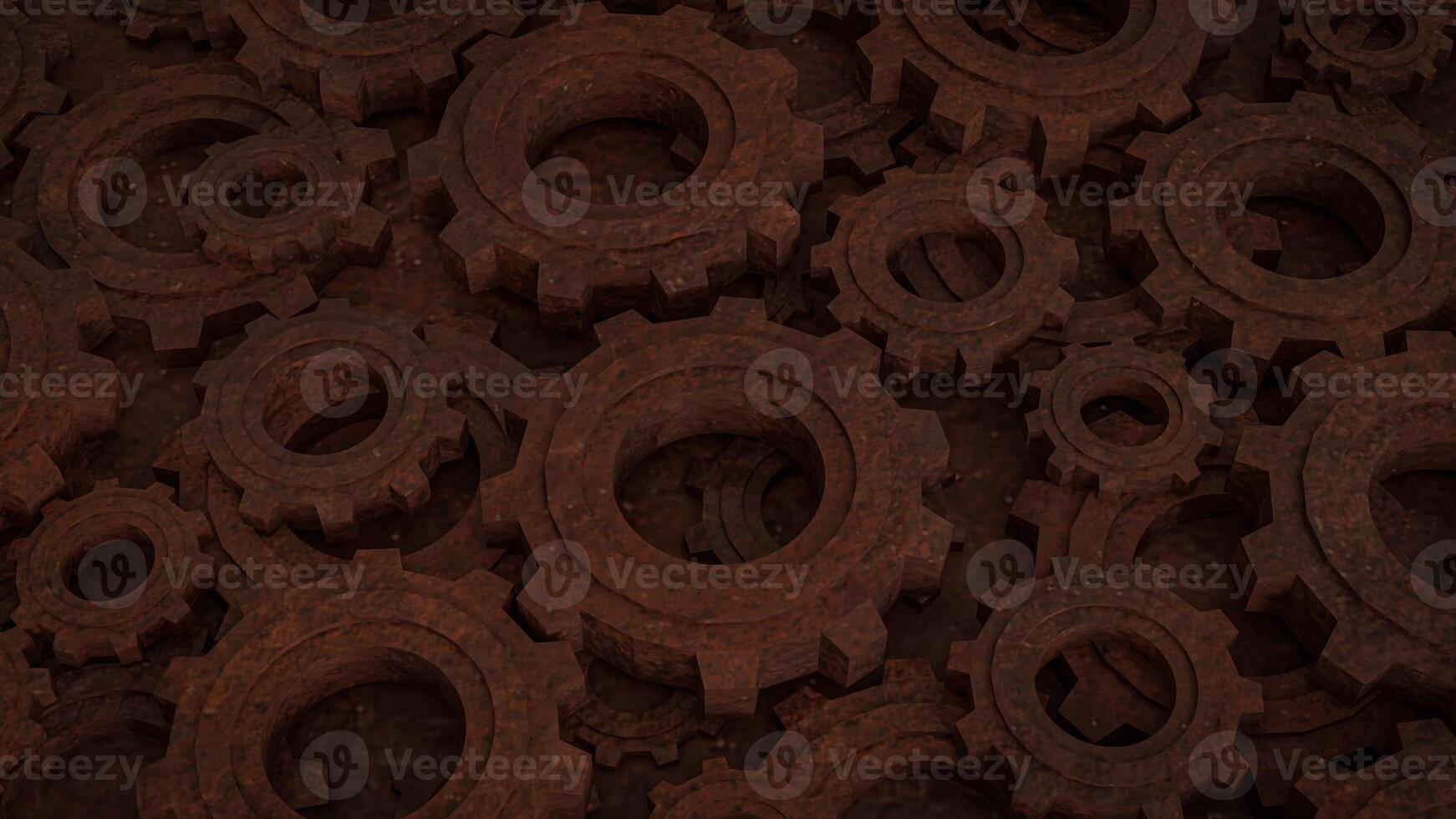The Rusty Gear for engine or Background concept 3d rendering. photo