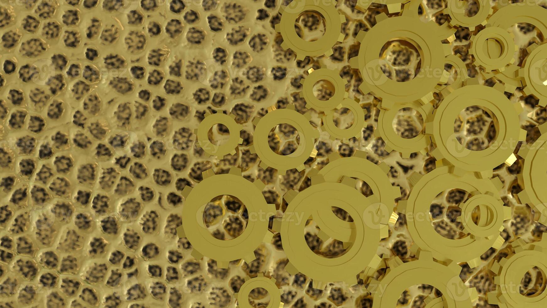 The Gold Gear for engine or Background concept 3d rendering. photo