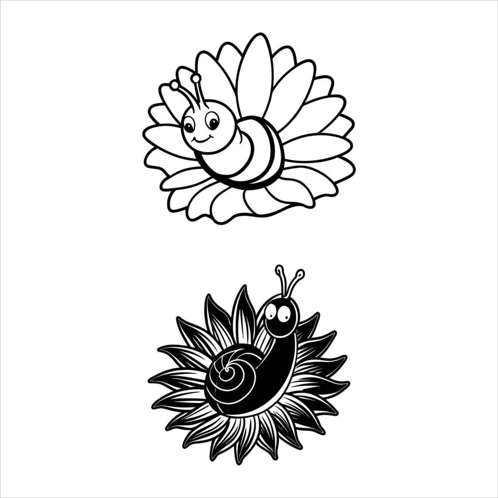 Snail On Flower Vectors