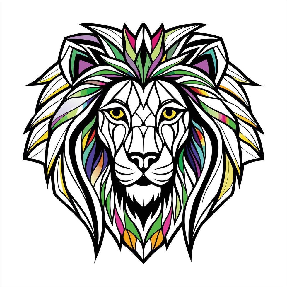 Dispersion glass lion head icon vector