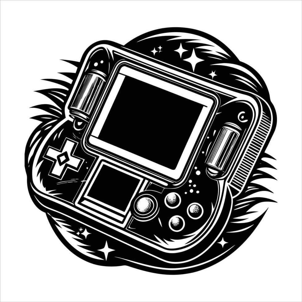Retro Gaming System Symbol Portable Console Art Old vector