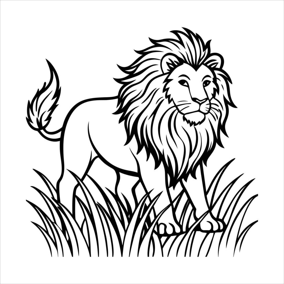 Lion running on field vector