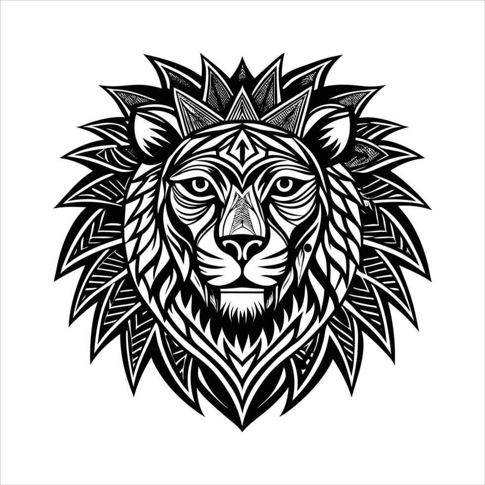 Ferocious lion in nature vector