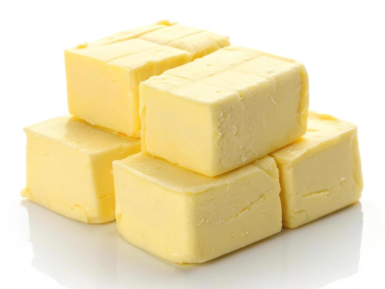Fresh yellow butter cubes stacked neatly, perfect for cooking and baking photo