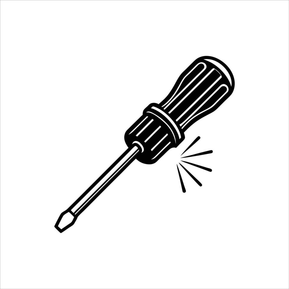 Screw Driver Black and White vector