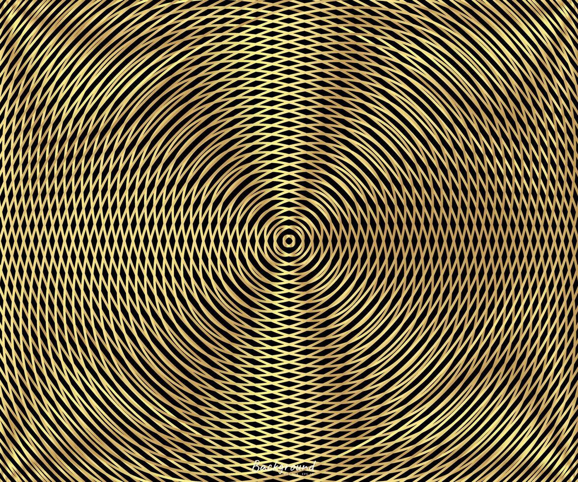 Gold luxurious circle pattern with golden wave lines over vector