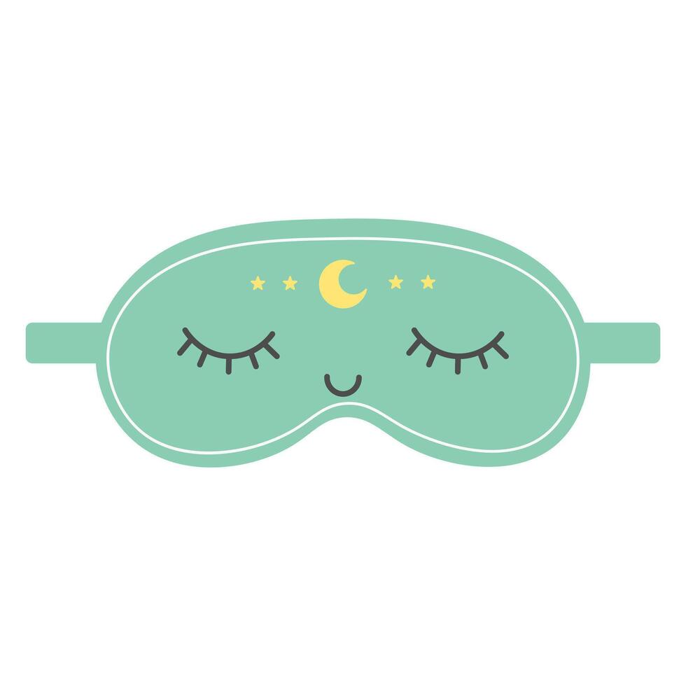 Cute sleep mask with moon. Eye mask. Night rest accessory. Flat illustration vector