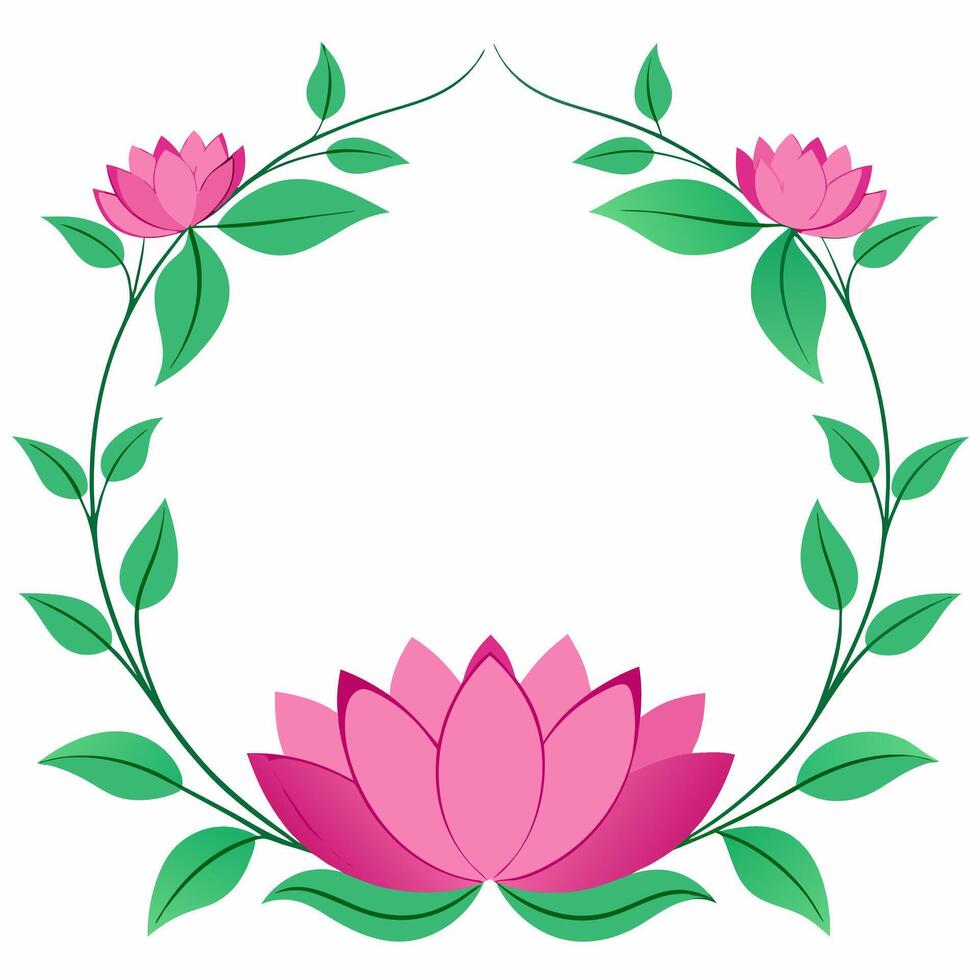 Elegant Lotus Flower Frame for business, with pink blooms and green leaves, ideal for branding and presentations vector