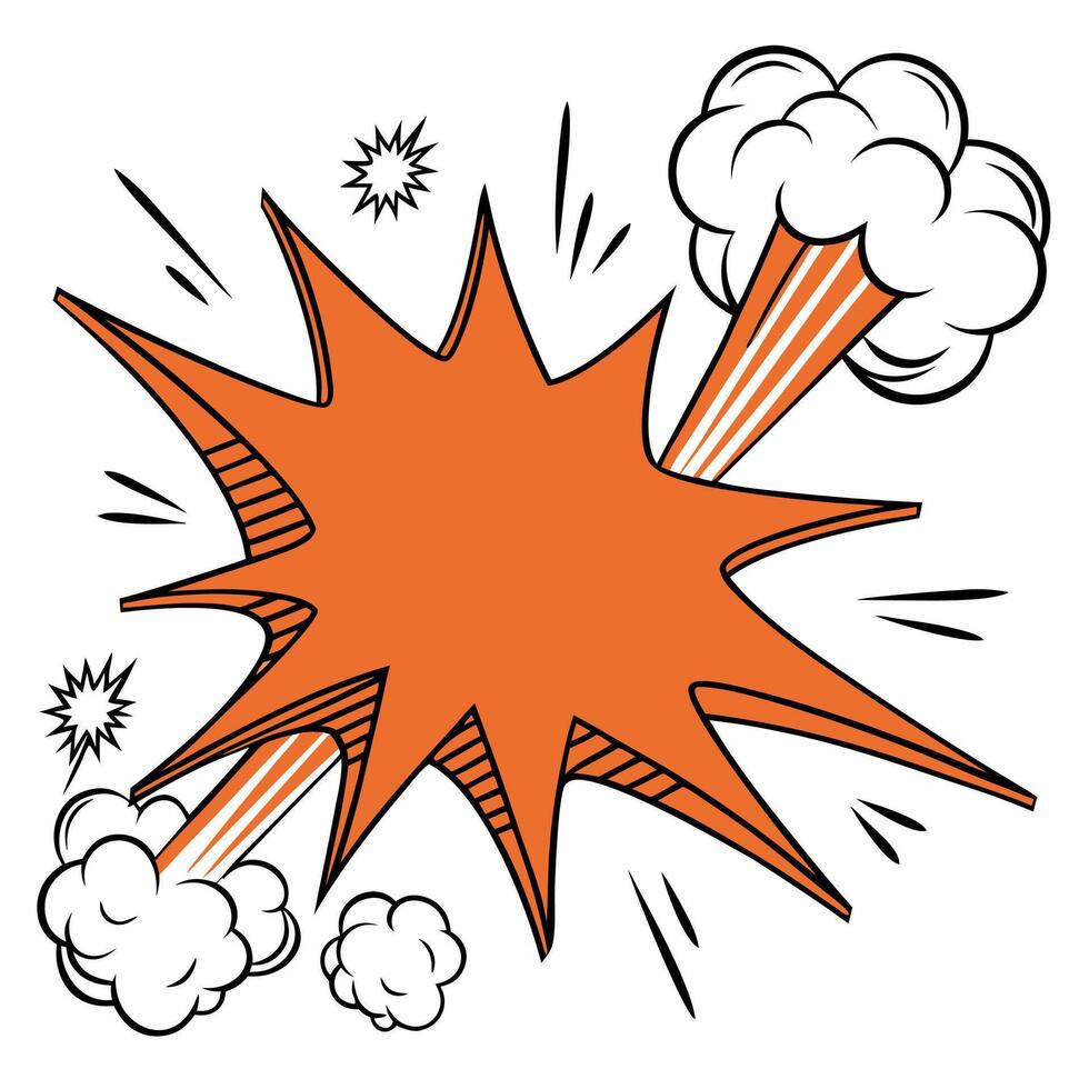 Explosion Graphic for Business Use, Comic Book Style, Bold, Orange color vector