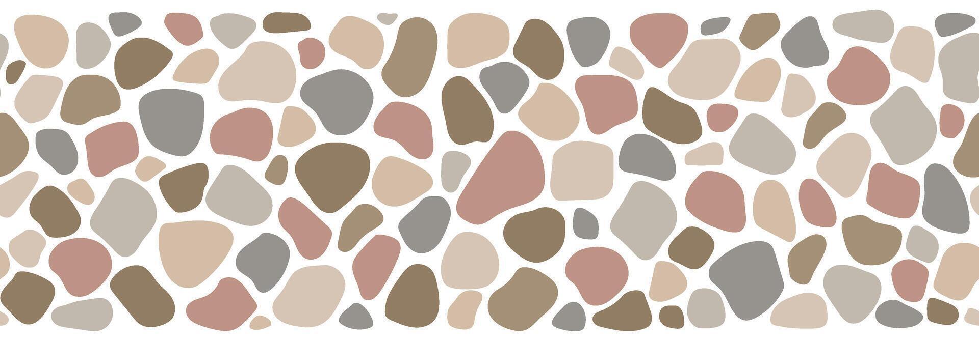 Cobblestone mosaic seamless border, road, stone texture. abstract repeat background, street vector