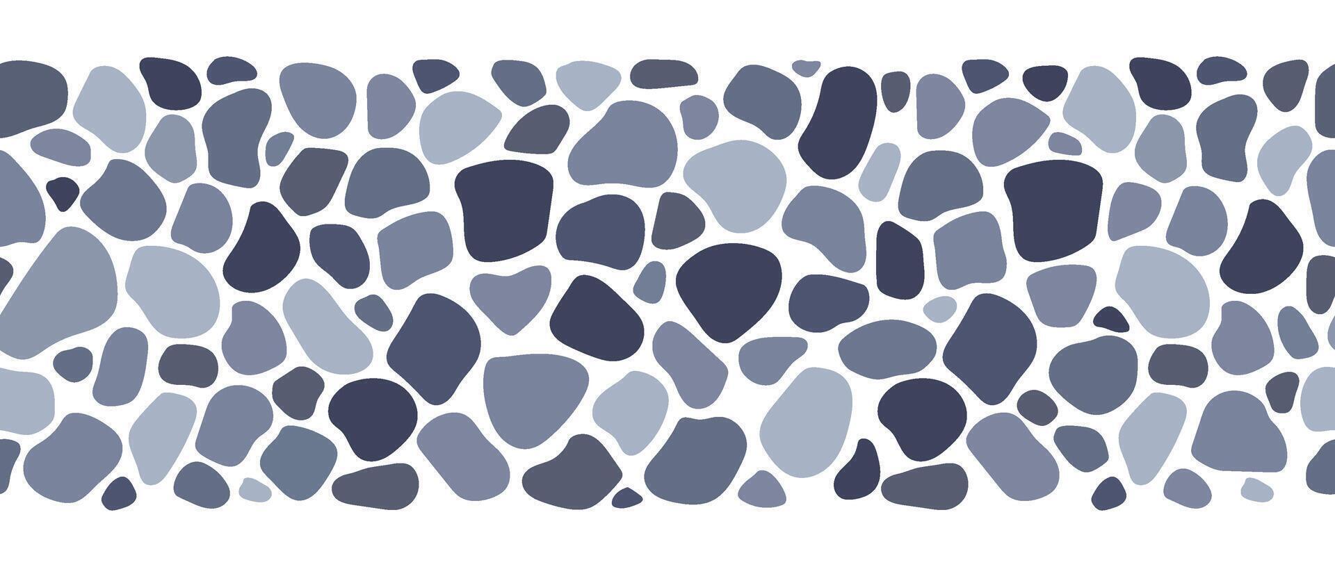Cobblestone mosaic seamless border, stone texture. abstract repeat background vector