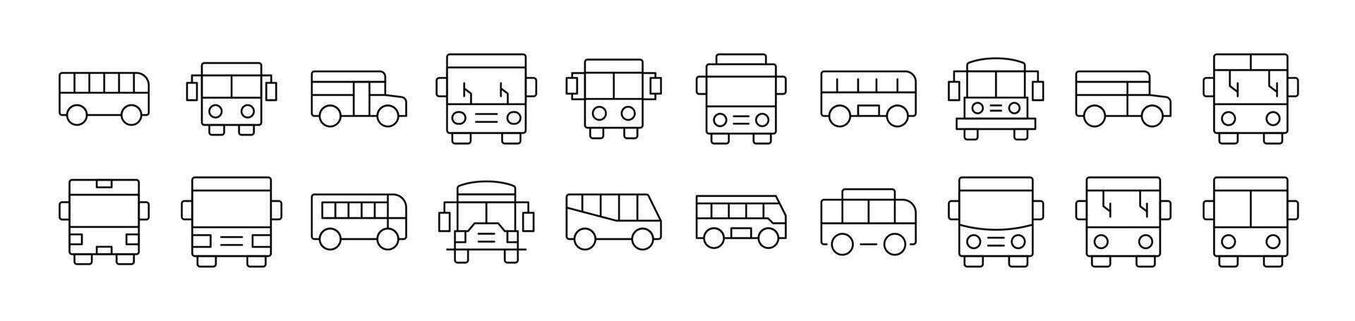 Bus Simple Icon Collection. Editable Stroke. Perfect for Infographics, Articles, Books, Flyers, Banners vector