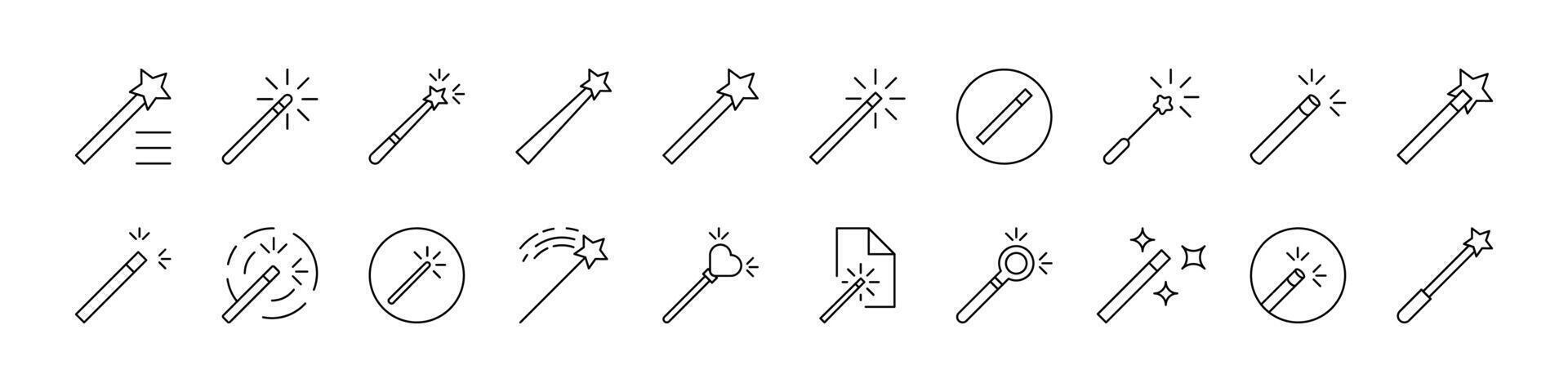 Magic Wand Pack of Thin Icons. Editable Stroke. Suitable for Web Sites, Books, Cards, Apps vector