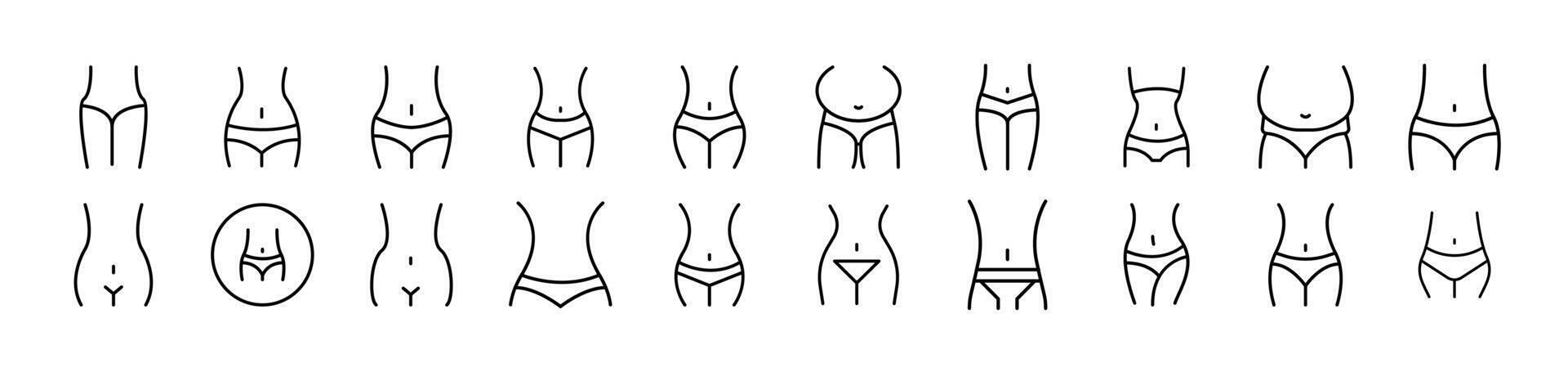 Waist Outline Linear Image Collection. Editable Stroke. Suitable for Web Sites, Books, Cards, Apps vector